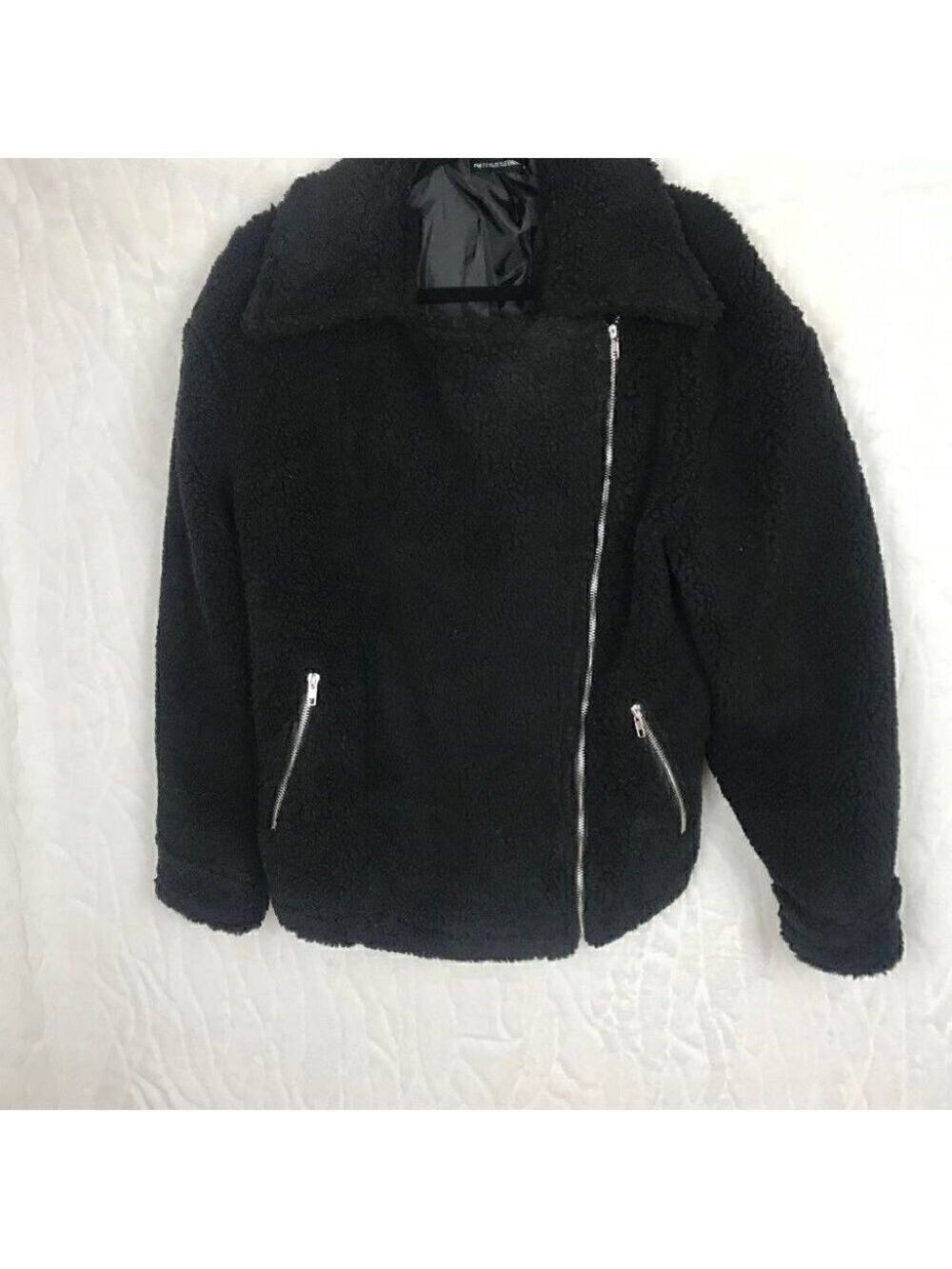 PRETTY Little Thing Black Teddy Coat Size 4